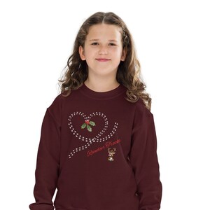 Reindeer Tracks Heart Youth Sweatshirt, Christmas Funny Sweatshirt, Girl&#39;s Christmas Holiday Sweatshirt, Party Sweatshirt, FREE Shipping!