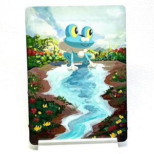 Hand Painted Pokemon Card, Extended Art Pokemon Card, Froakie, Pokemon Fan Art, Altered Pokemon Card, Pokemon Card Art, Pokemon Gift