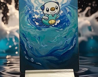 Hand Painted Pokemon Card, Extended Art Pokemon Card, Oshawott, Pokemon Fan Art, Altered Pokemon Card, Pokemon Card Art, Pokemon Gift