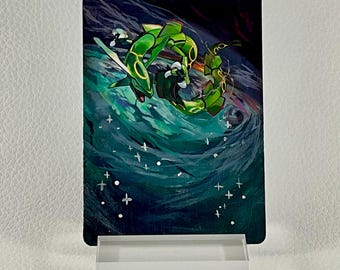 Hand Painted Pokemon Card, Extended Art Pokemon Card, Rayquaza, Pokemon Fan Art, Altered Pokemon Card, Pokemon Card Art, Pokemon Gift