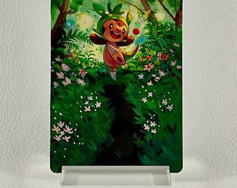 Hand Painted Pokemon Card, Extended Art Pokemon Card, Chespin, Pokemon Fan Art, Altered Pokemon Card, Pokemon Card Art, Pokemon Gift