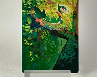 Hand Painted Pokemon Card, Extended Art Pokemon Card, Servine, Pokemon Fan Art, Altered Pokemon Card, Pokemon Card Art, Pokemon Gift