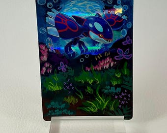 Hand Painted Pokemon Card, Extended Art Pokemon Card, Kyogre, Pokemon Fan Art, Altered Pokemon Card, Pokemon Card Art, Pokemon Gift