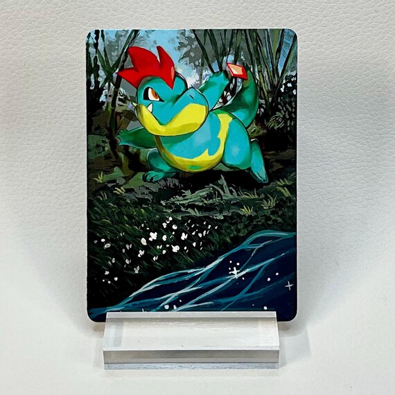 crocodile pokemon card Croconaw - 41/95 Reverse Holo (Dont apply Weakness and Resistance for Benched Pokmon.) Hand Painted Croconaw Pokemon Card,
