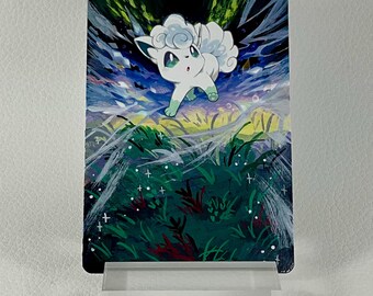 Hand Painted Pokemon Card, Extended Art Pokemon Card, Alolan Vulpix, Pokemon Fan Art, Altered Pokemon Card, Pokemon Card Art, Pokemon Gift