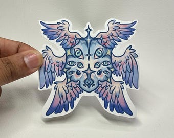 Biblically Accurate Angel Triceratops Sticker: Waterproof Vinyl Dinosaur Decal