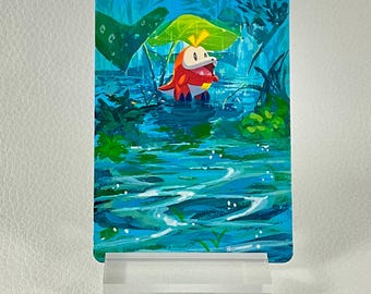 Hand Painted Pokemon Card, Extended Art Pokemon Card, Fuecoco, Pokemon Fan Art, Altered Pokemon Card, Pokemon Card Art, Pokemon Gift