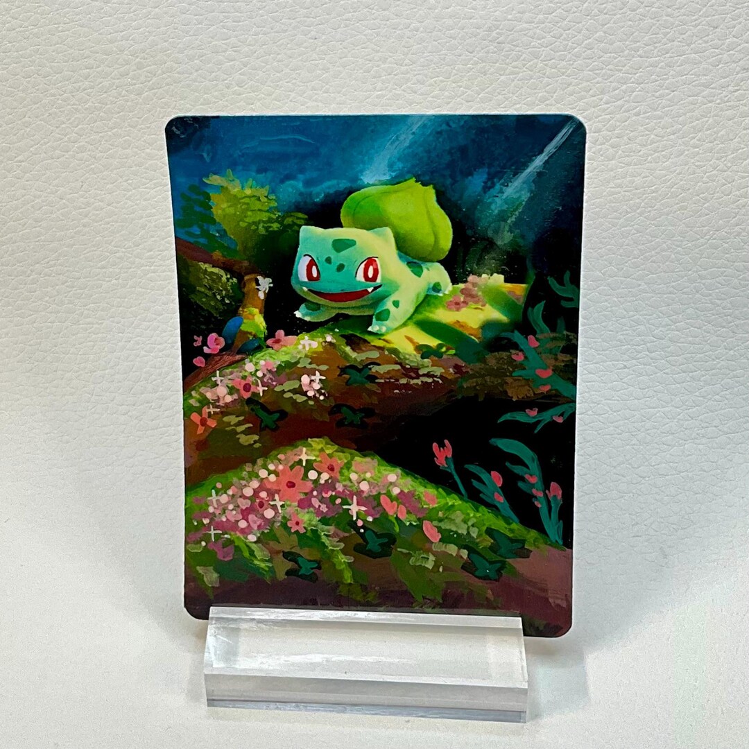 Hand Painted Bulbasaur Pokemon Card, Extended Art, Fan Art Gift - Etsy