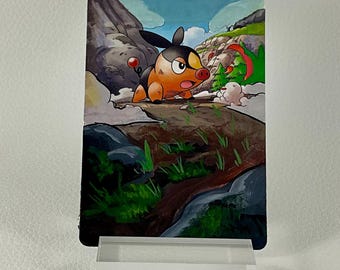 Hand Painted Pokemon Card, Extended Art Pokemon Card, Tepig, Pokemon Fan Art, Altered Pokemon Card, Pokemon Card Art, Pokemon Gift