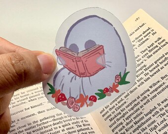 Reading Ghost Vinyl Sticker: Waterproof Fall Decor