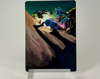 Hand Painted Pokemon Card, Extended Art Pokemon Card, Lucario, Pokemon Fan Art, Altered Pokemon Card, Pokemon Card Art, Pokemon Gift