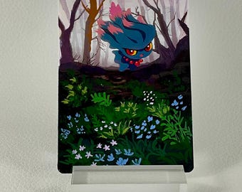 Hand Painted Pokemon Card, Extended Art Pokemon Card, Misdreavus, Pokemon Fan Art, Altered Pokemon Card, Pokemon Card Art, Pokemon Gift