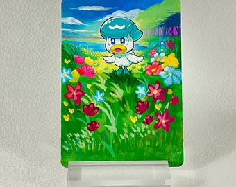 Hand Painted Pokemon Card, Extended Art Pokemon Card, Quaxly, Pokemon Fan Art, Altered Pokemon Card, Pokemon Card Art, Pokemon Gift