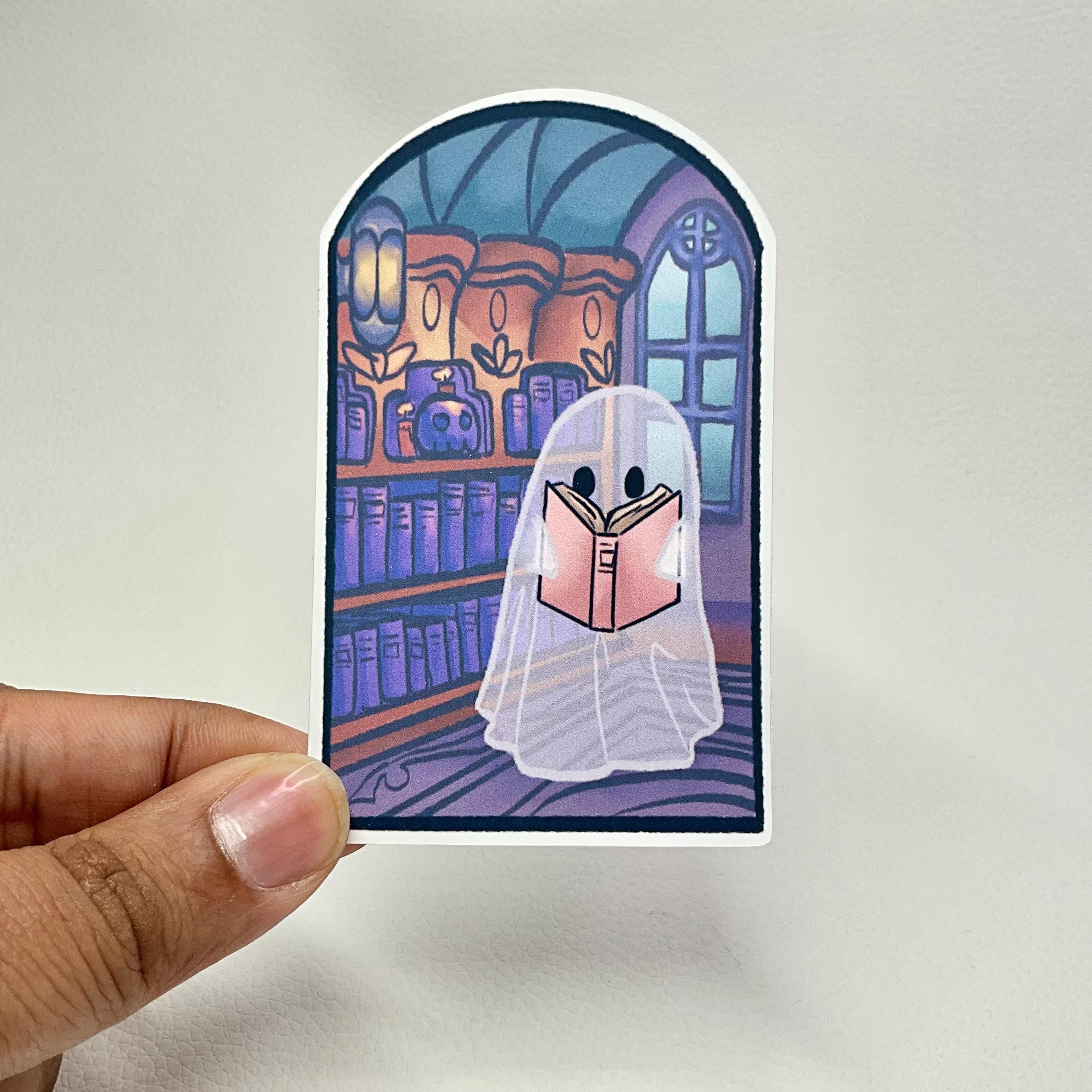 Library Ghost Vinyl Sticker, Reading Book, Laptop Decal - Etsy