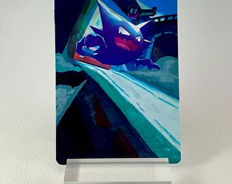 Hand Painted Pokemon Card, Extended Art Pokemon Card, Haunter, Pokemon Fan Art, Altered Pokemon Card, Pokemon Card Art, Pokemon Gift