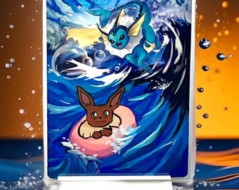 Hand Painted Vaporeon Pokemon Card, Extended Art Fan Gift - Etsy