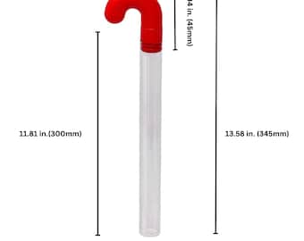 Empty Clear Plastic Holiday Candy Cane Tubes with Red Topper-1.08x11.5in w/ Stickers