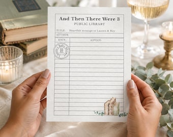 Baby Shower Library Card Advice & Wishes Book Themed Baby Shower