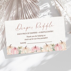 Pink Pumpkin Diaper Raffle Ticket Fall Baby Shower Oh my Gourd A Little Pumpkin is on her Way