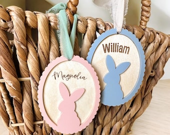 Personalized Easter Basket Tag – Scalloped Bunny Name Tag