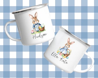 Personalized Easter Bunny Enamel Mug: Kids Custom Name Cup