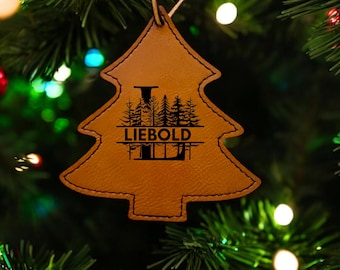 Forest Monogram Leatherette Ornament