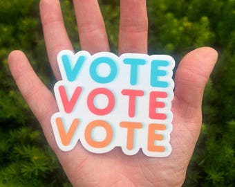 Colorful Vote Sticker: Waterproof Matte Vinyl (3" x 2.49")