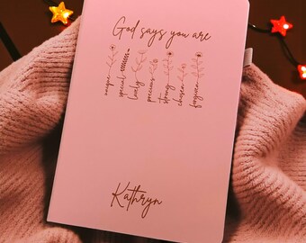 Diario de oración personalizado para mujeres, cuaderno cristiano grabado con láser