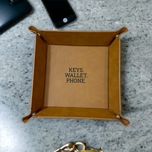 Bandeja de valet de cuero sintético para llaves, billetera, teléfono, regalo del Día del Padre, regalo para papá, regalo para el Día del Padre, bandeja de cuero, bandeja para todo uso para hombre