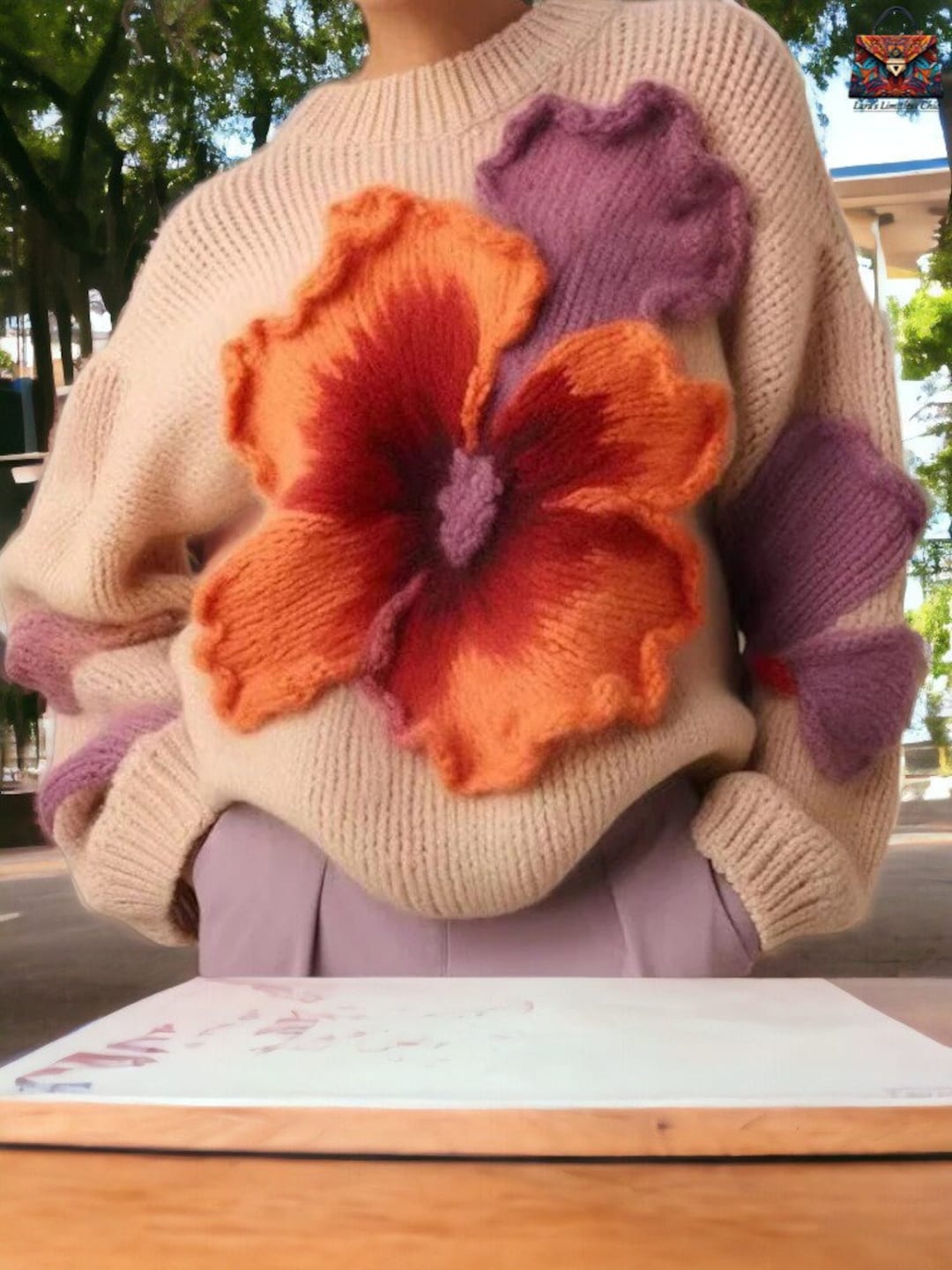Large 3D Floral Knitted Sweaters3d Flowers Pullover Etsy