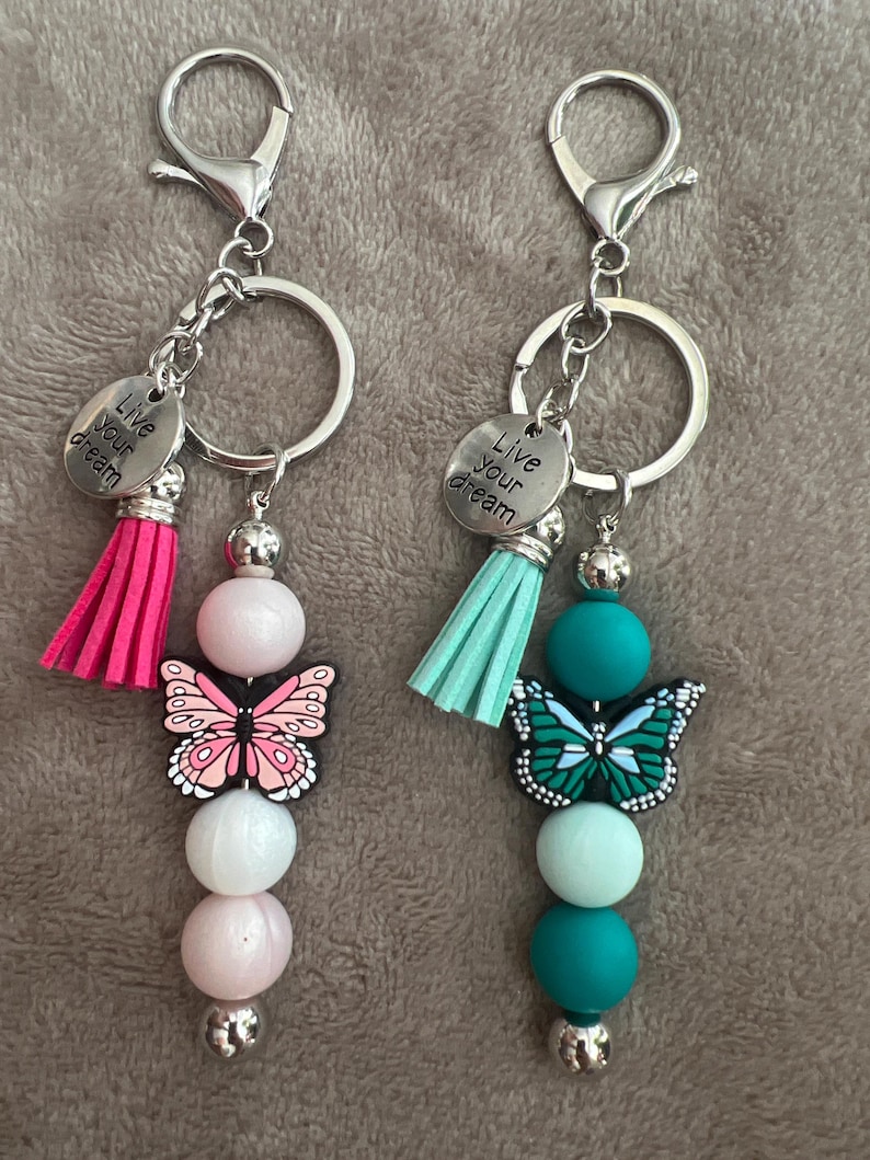 Butterfly Beaded Keychain - Etsy