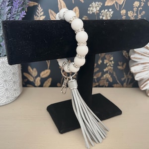 White Beaded Wristlet