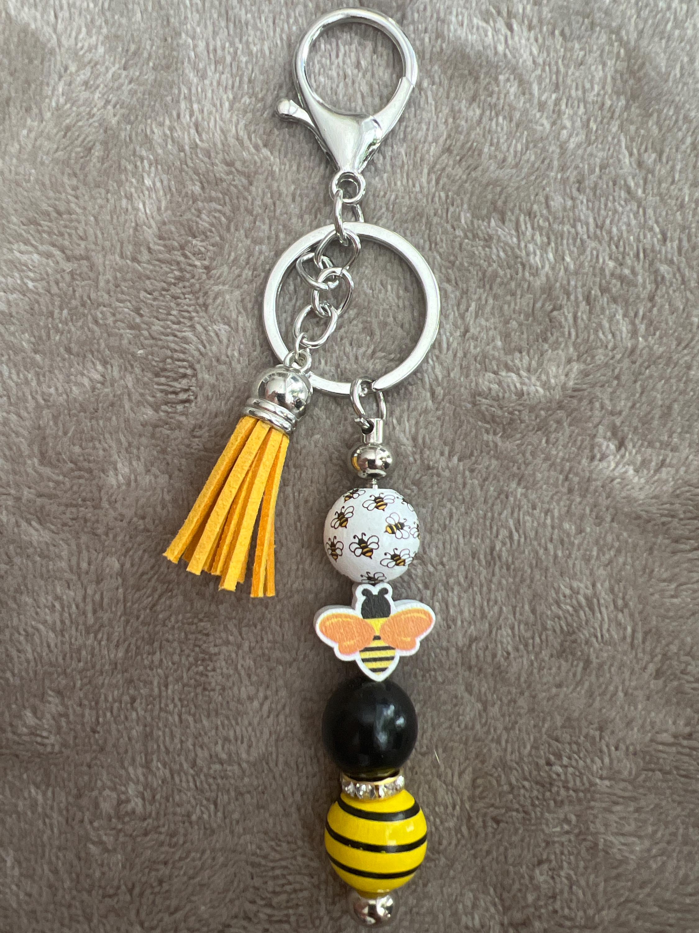 Bee Beaded Keychain - Etsy