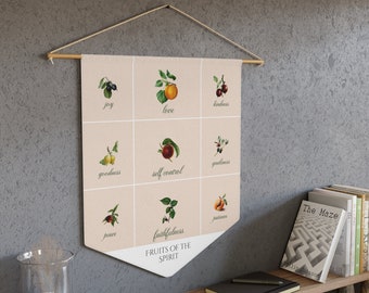 Fruit of The Spirit Inspired Pennant | Christian Wall Banner | Inspirational Home Decor