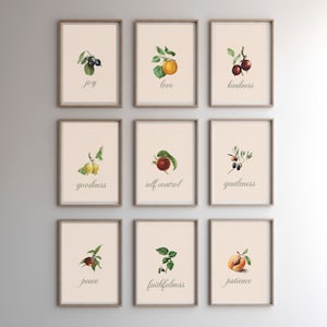 Set of 9 Fruit of The Spirit Digital Printable Art | Inspirational Christian Wall Decor | Instant Download Fruit of The Spirit Poster Bundle