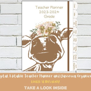 GOOGLE SLIDES TEACHER - Editable, Interactive, Digital, Teacher Planner & Classroom Organizer - Darla Cow