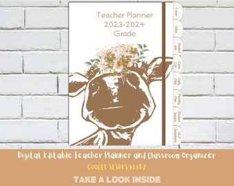 GOOGLE SLIDES TEACHER - Editable, Interactive, Digital, Teacher Planner & Classroom Organizer - Darla Cow