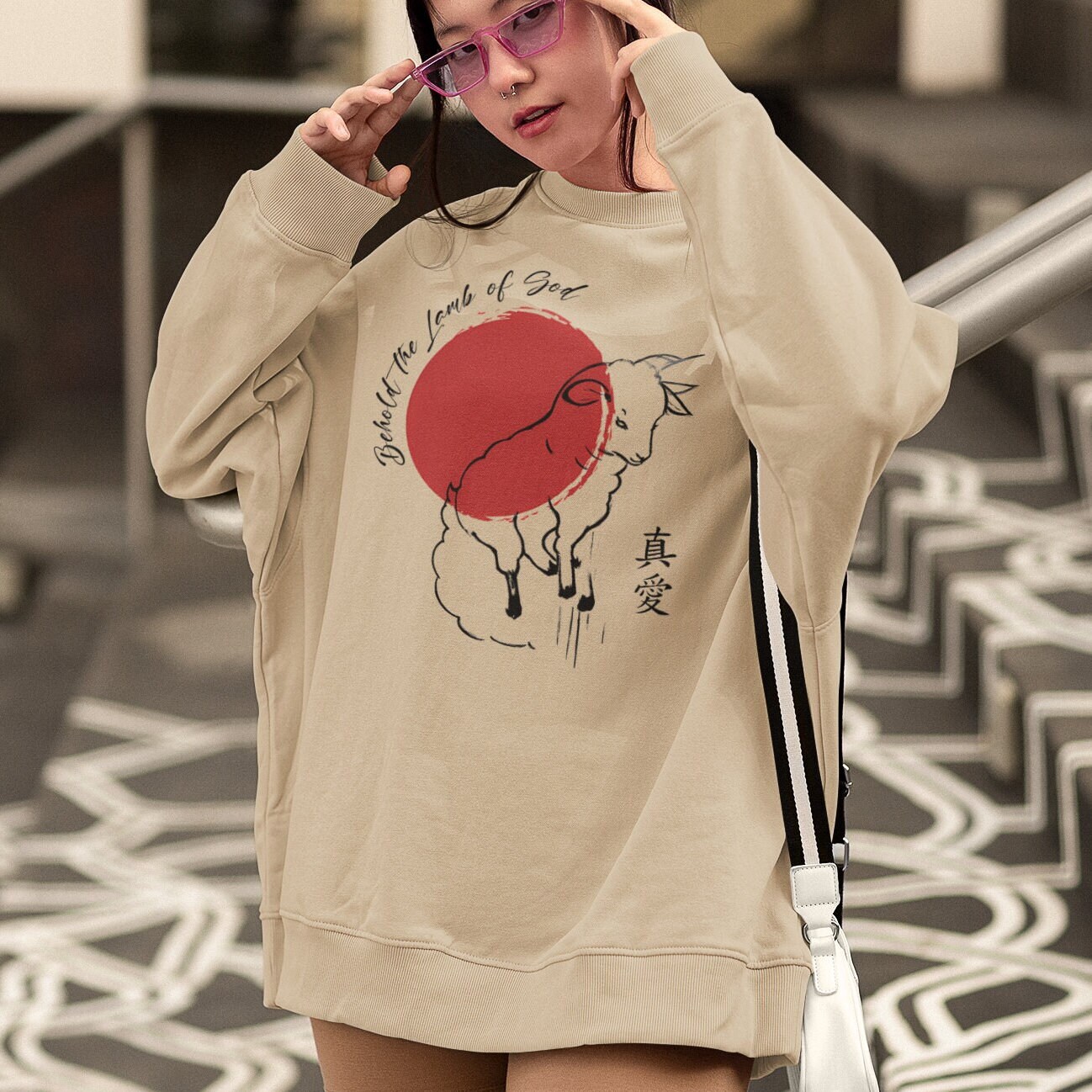 Christian sweater easter top faith religious apparel jesus sweatshirt bible japanese worship present bible verse pullover lamb of God