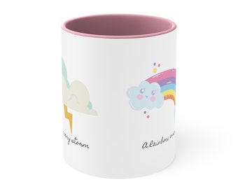 Inspirational Accent Coffee Mug, 11oz, colourful, storm, rainbow