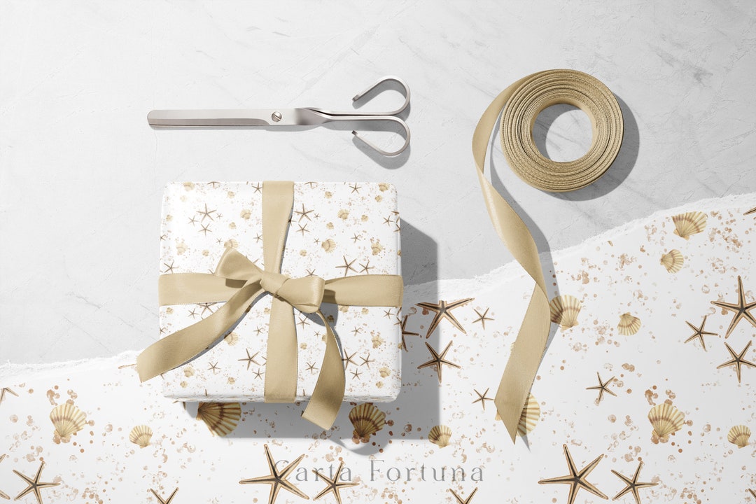 Boho Sea Shell Wrapping Paper Ocean White Wedding Paper Roll - Etsy