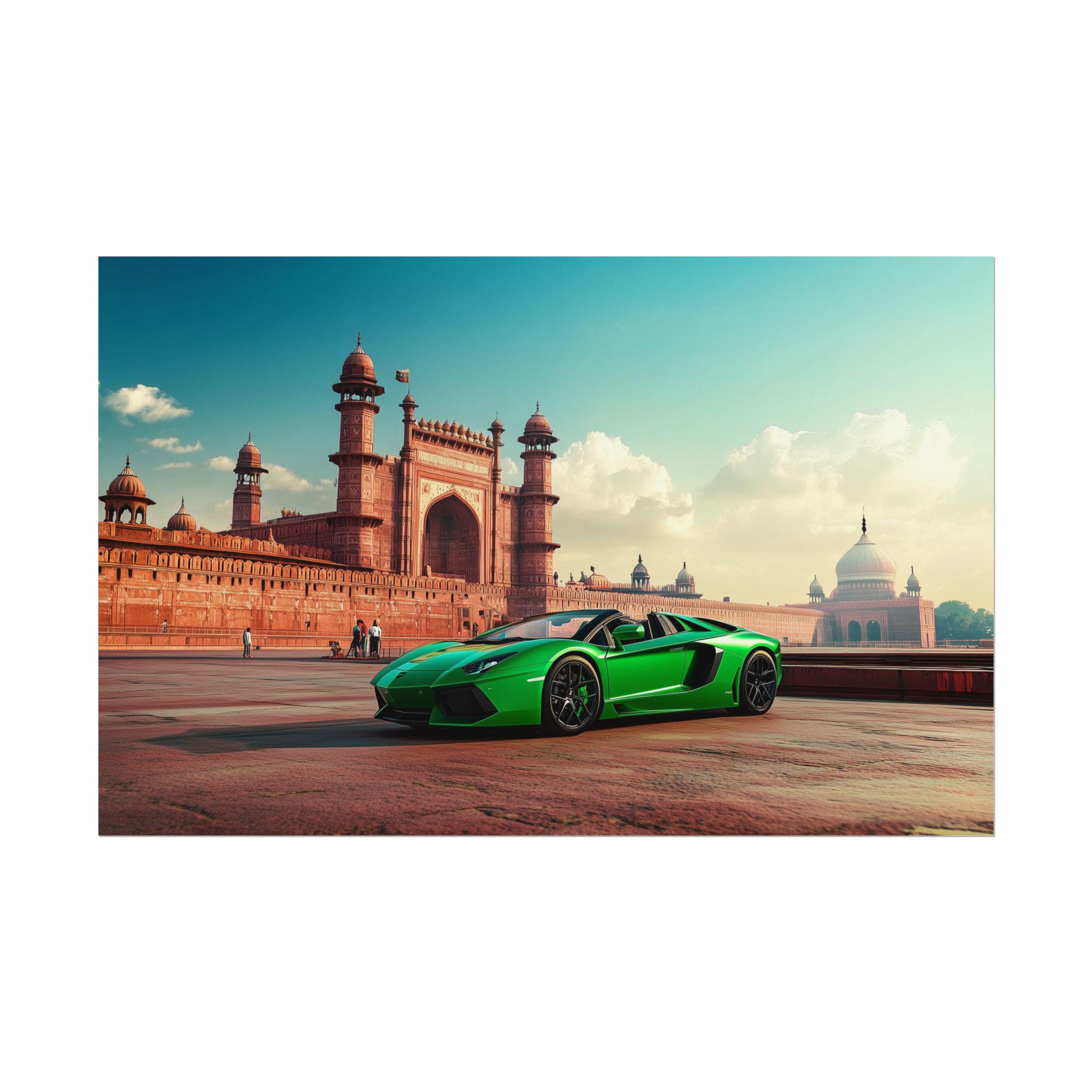 Red Fort Delhi India Matte Poster, Lamborghini Wall Art, Supercar Print, Old Money Aesthetic Decor, Rolled Posters