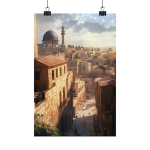 Ancient Jerusalem: Sunny Day in Israel's Old City - Anime Style Art Print