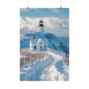 Mattes Poster Cape Spear Neufundländer und Labrador Winterlandschaft, realistische Natur Kunstdruck