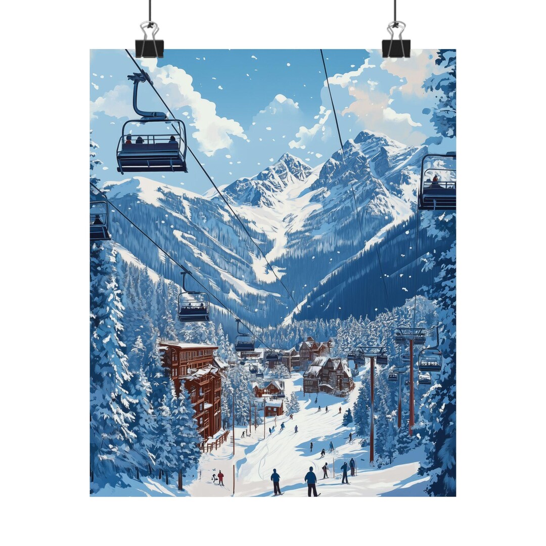 Winter Mountain View Matte Poster, Telluride Colorado Ski Resorts Wall ...