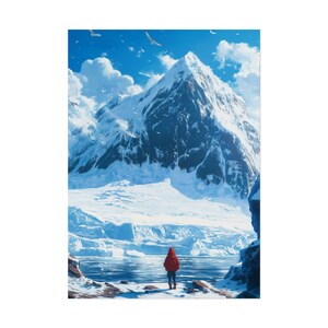Póster Maravillas del invierno antártico, impresión de vista panorámica, arte de majestuosidad congelada, decoración de paisaje antártico
