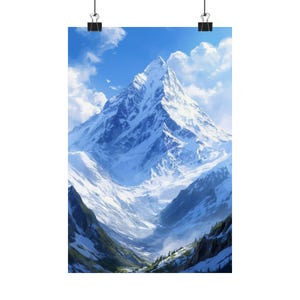 Mount Everest Himalaya Wandkunst | Nepal Indien Borte | Majestätischer Bergspitzen-Druck