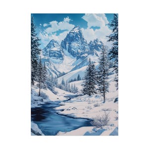 Grand Teton Nationalpark Winter Kunstdruck, Verschneite Majestät Landschaft Dekor, Natur Wandkunst