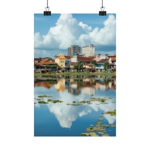Mekong River Cambodia Print, Realistic Tropical Landscape, Asian River Wall Art, Southeast Asia Travel Decor