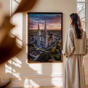 Cathedral of Our Lady of Chartres Wall Art, French Landmark Print, Home Decor, Architecture Art, Unique Gift