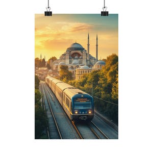 Historic Tram Through Istanbul | Premium Turkish Railway Art | Hagia Sophia Landmark Wall Decor